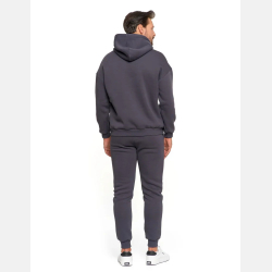 MĘSKA  bluza z kapturem, przez głowę OCIEPLANA, kieszeń kangur MORAJ GRAFIT